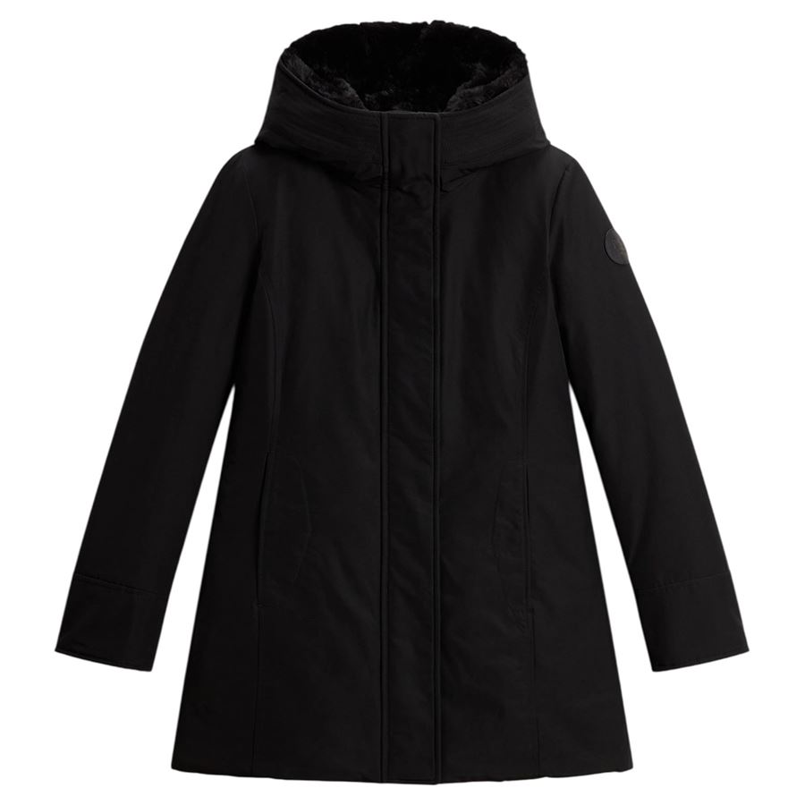 Boulder Parka giubbetto da donna  in Ramar Cloth con cappuccio e collo removibile in pelliccia sintetica Woolrich | CFWWOU0724BLK
